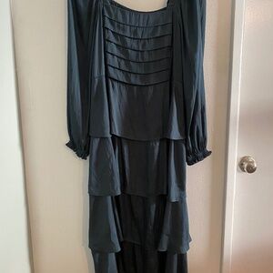 Green Blue Smokey Ruffle Dress (Current Air)